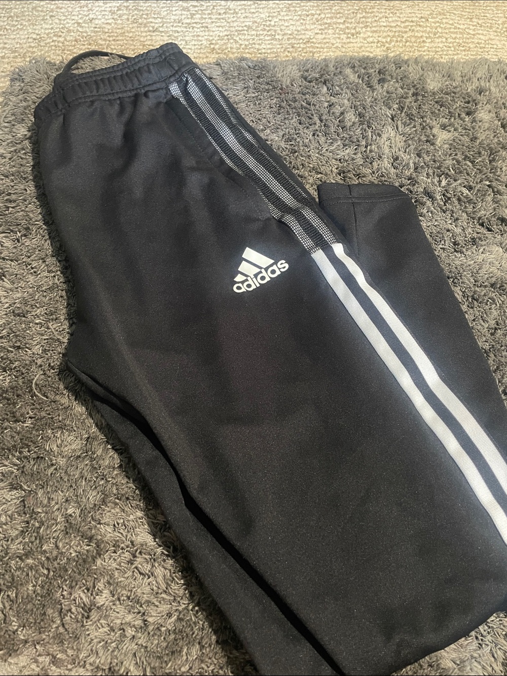 adidas Black Jogger Sweatpants with White Three Stripes